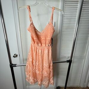 Guess Orange Spaghetti Strap Sundress Midi